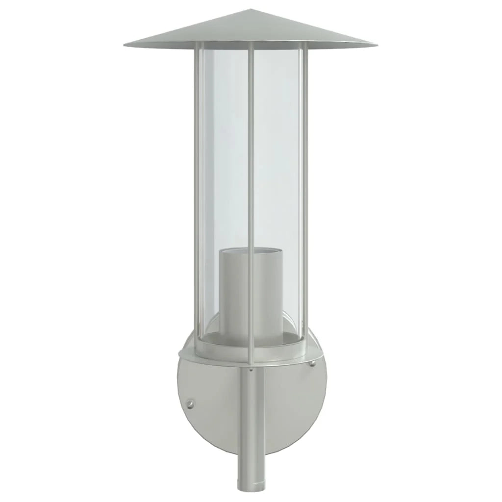 Set di 2 applique da giardino resistenti alle intemperie 17,5 x 17,5 x 33 cm acciaio inox argento 02_0056564