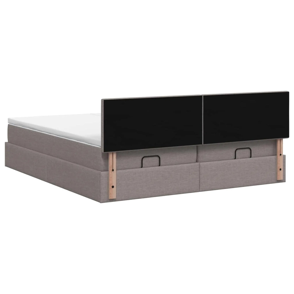 Letto ottomano con materasso con testiera 2 pz Tortora Tessuto 3456702