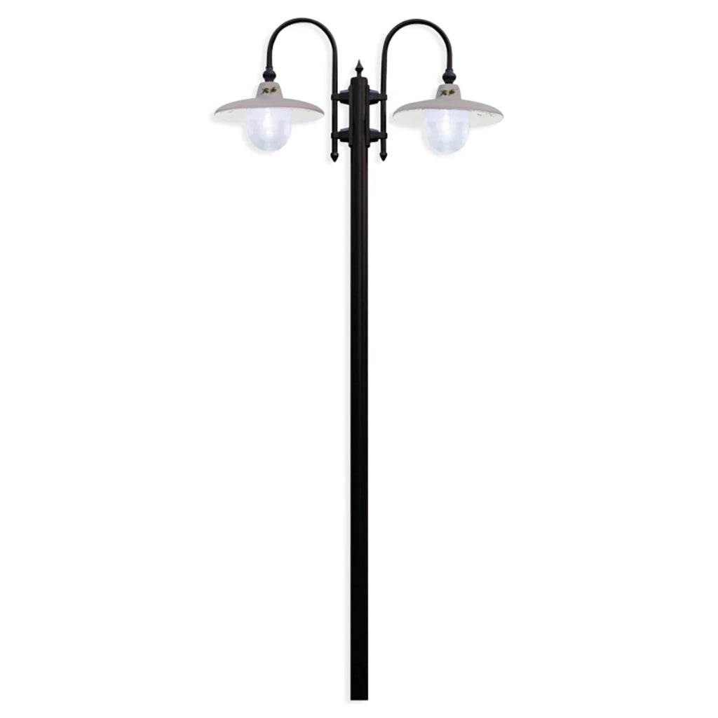Palo Esterno Classico Campobasso Metallo E Ceramica Nero Sfumato Rame 2 Luci E27