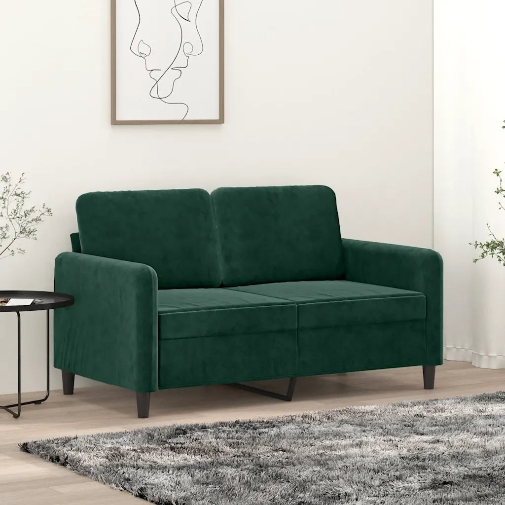 Divano a 2 Posti Verde Scuro 120 cm in Velluto 359434