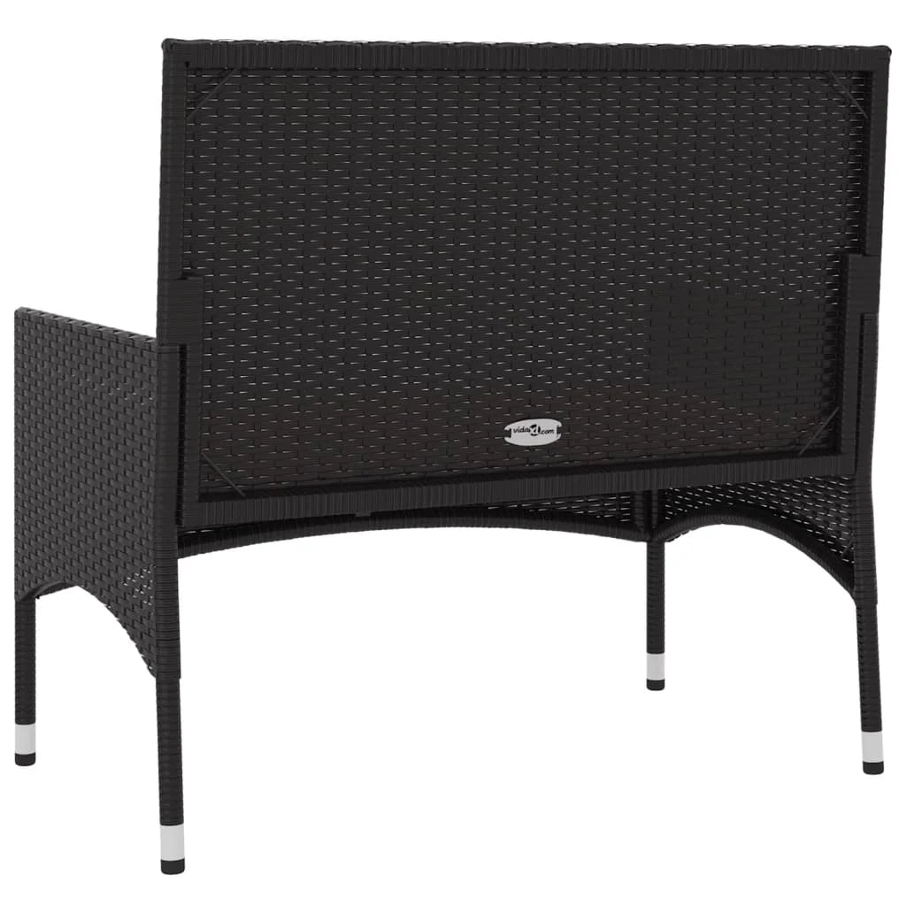 Panca da giardino mobili da esterno per patio panca da terrazza a 2 posti con cuscini resina intrecciata nera 02_0011778