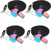 Set di Flauto da 4 pezzi - Flauto Sportivo in Acciaio Inossidabile - Flauto per Bambini - Flauto per Arbitri - Con Chiave Appeso