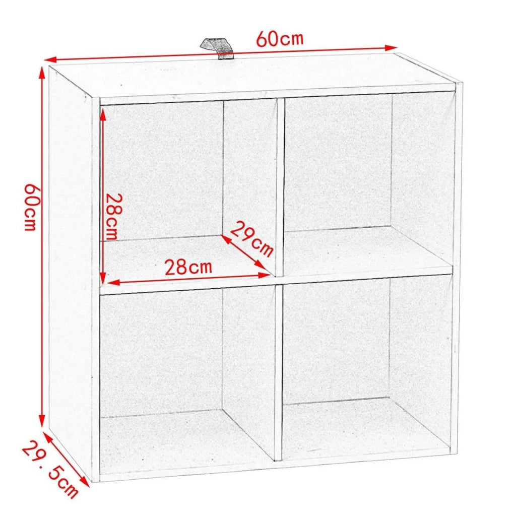 Libreria con scrivania a 4 cubi 60 x 30 x 60 cm legno bianco 19_0000590