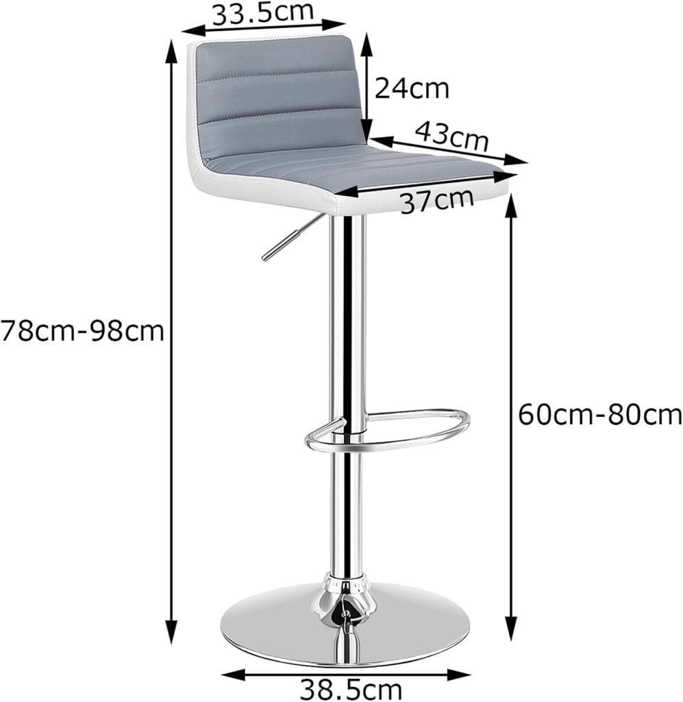 Set di 2 Sgabelli da Bar Regolabili, Sgabello Quadrato con Schienale Basso, Sedia Girevole con Poggiapiedi per Casa Bar Caffè, Capacità di Carico 150 kg