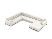 Cosmopolitan Design - Divano panoramico sinistro "Bali" 7 posti in tessuto strutturato beige chiaro 
