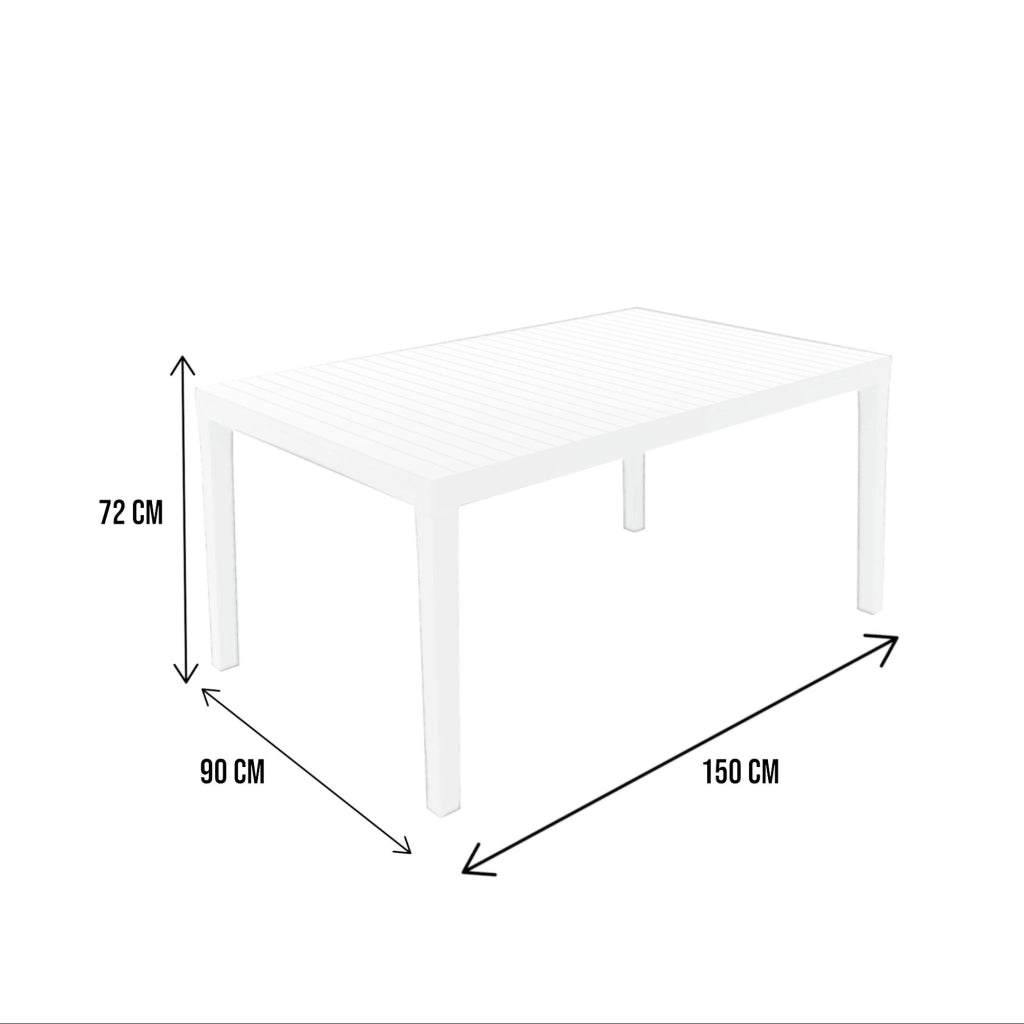 Tavolo da esterno Askia, Ripiano rettangolare da pranzo, Tavolo da giardino multiuso, 100% Made in Italy, 150x90h72 Cm, Bianco