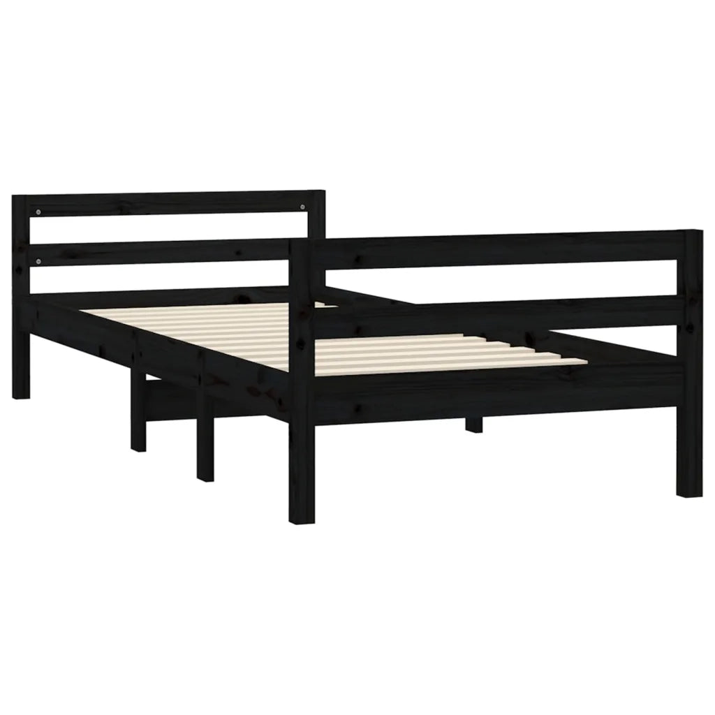 Giroletto Nero 75x190 cm in Legno Massello di Pino 821643