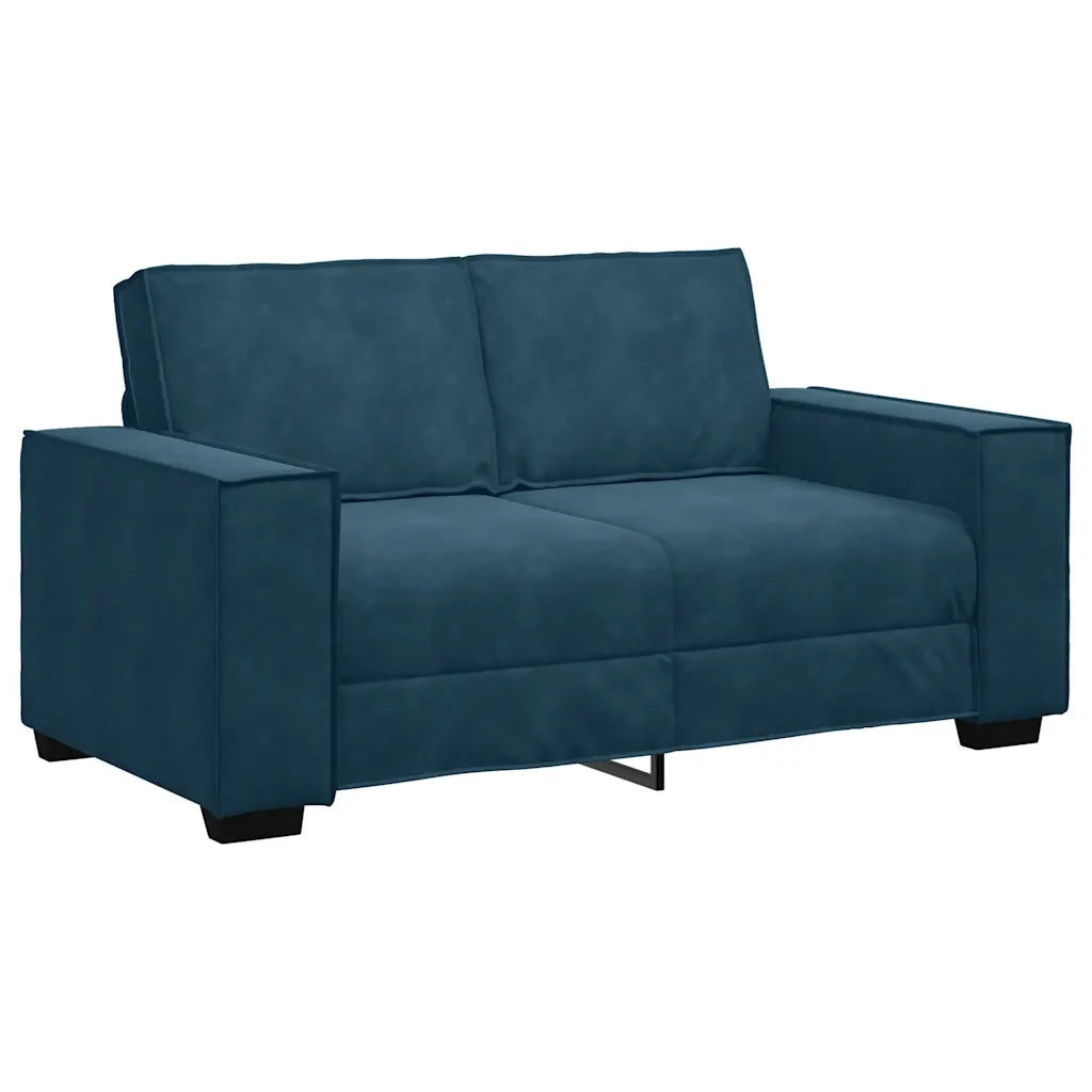 Set di Divani 2 pz con Cuscini Blu in Velluto