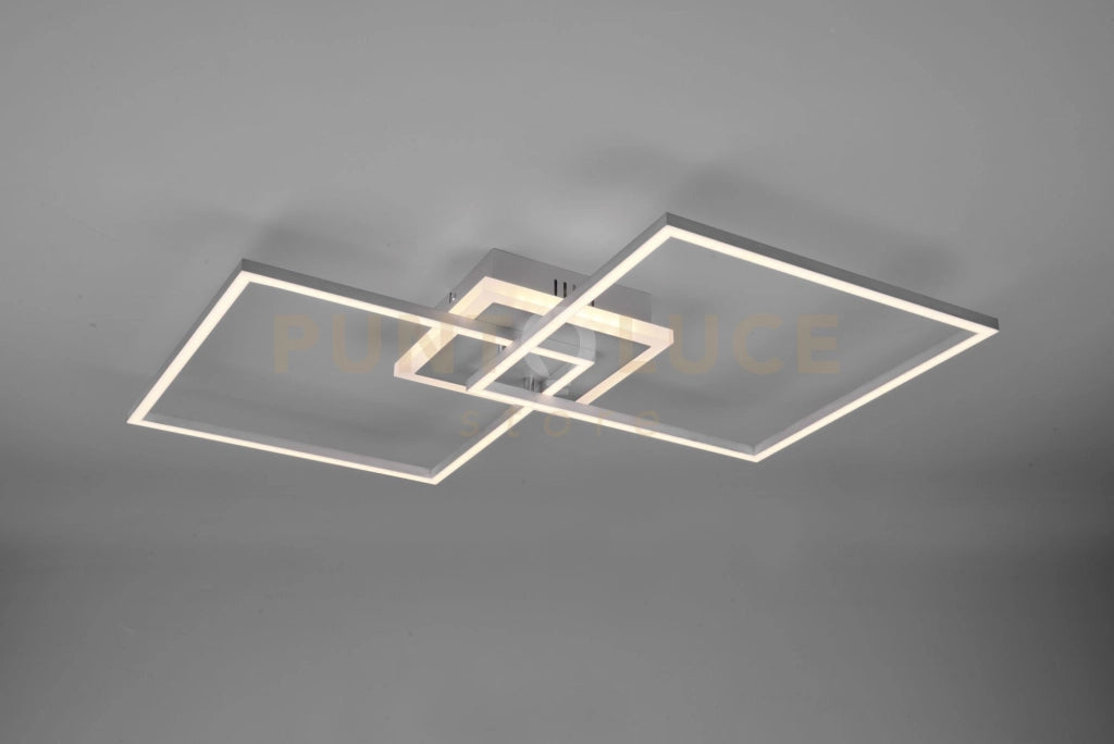 ARRIBO PLAFONIERA LED 35,5W  3850lm, 3000K DOPPIO QUADRATO ALLUMINIO OPACO CON TELECOMANDO MULTIFUNZIONE ANCHE RGB L.61CM DIMMERABILE