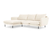 Cosmopolitan Design - Divano angolare sinistro "Vienna" 5 posti in velluto beige chiaro 