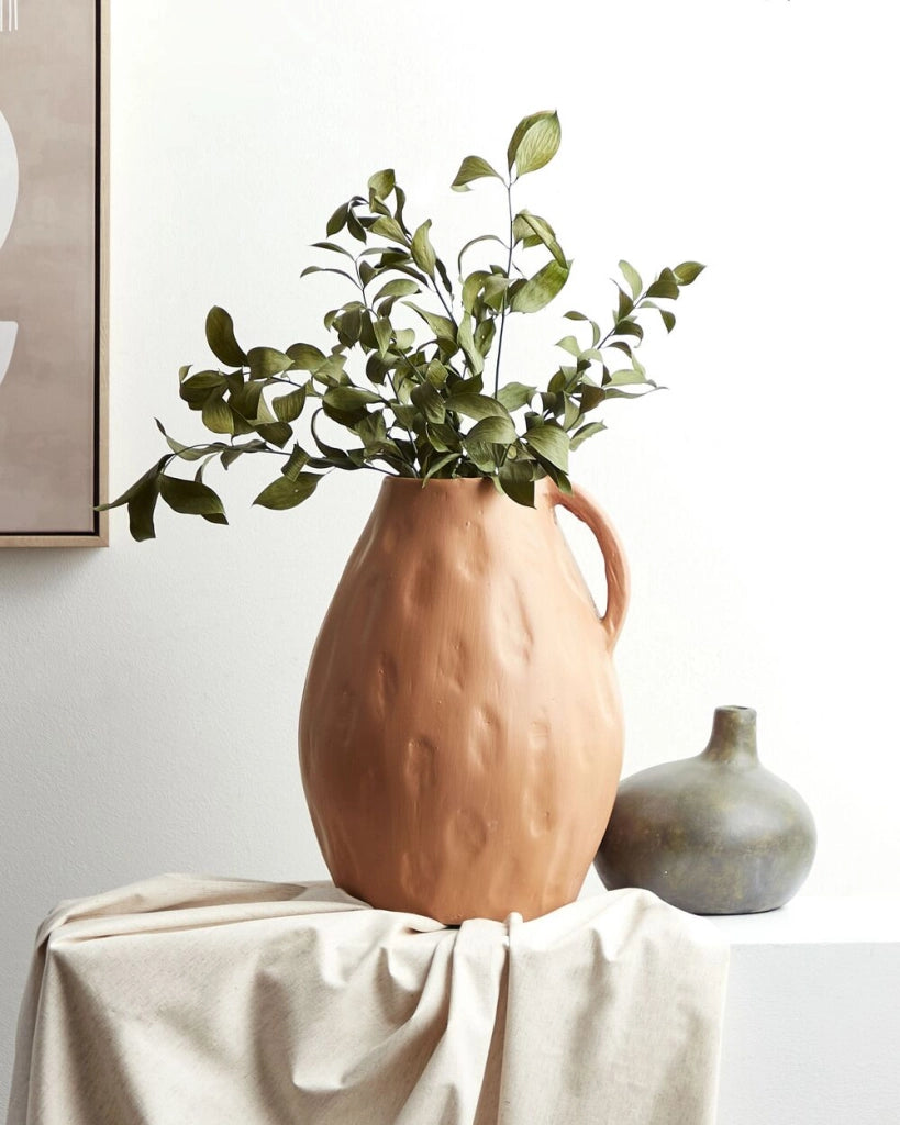 Vaso decorativo Beige Terracotta 40 cm Fatto a mano Design tradizionale Decorazione casa Soggiorno