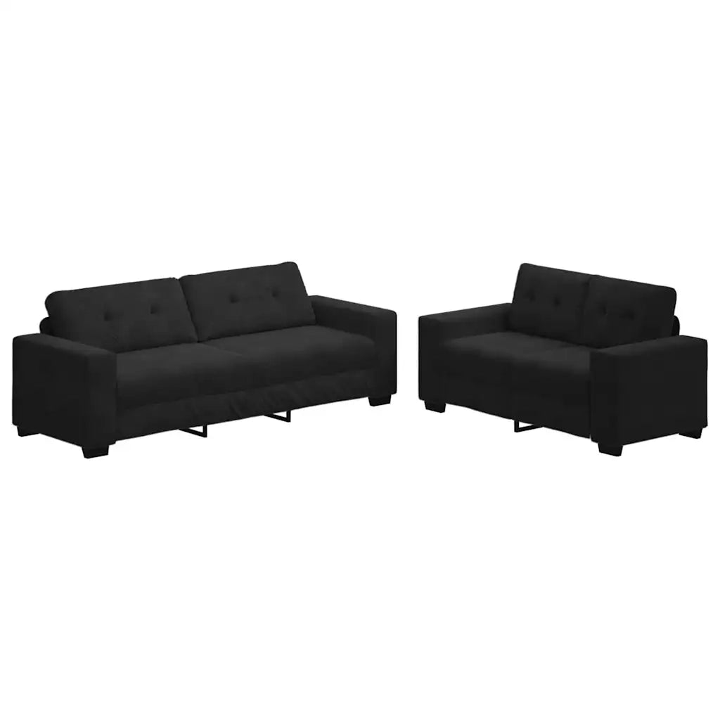 Set divano a 2 pz con Cuscini in Velluto Nero 3324726