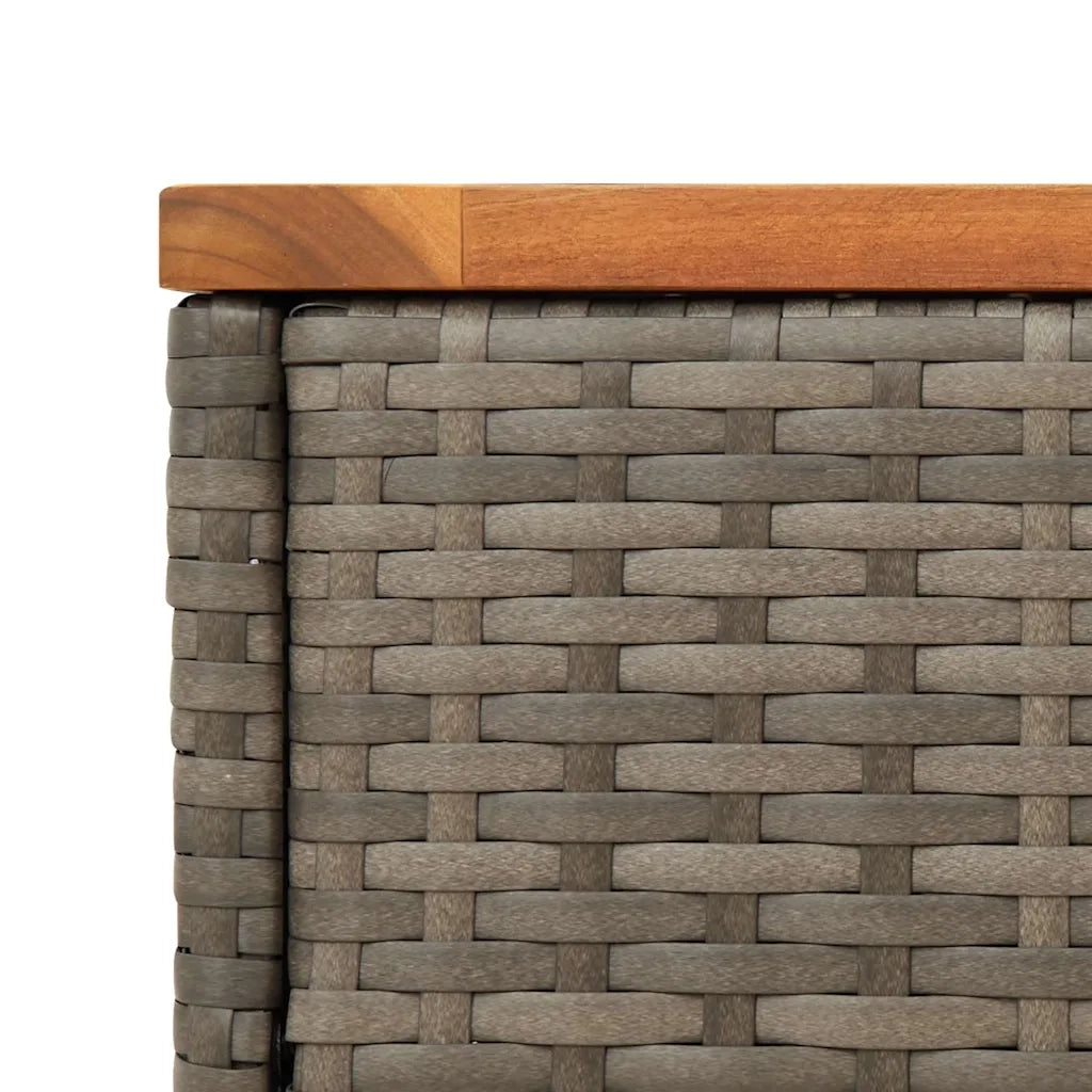 Tavolino Giardino | Tavolino da esterno Piano in Legno Grigio 58x27,5x55cm Polyrattan