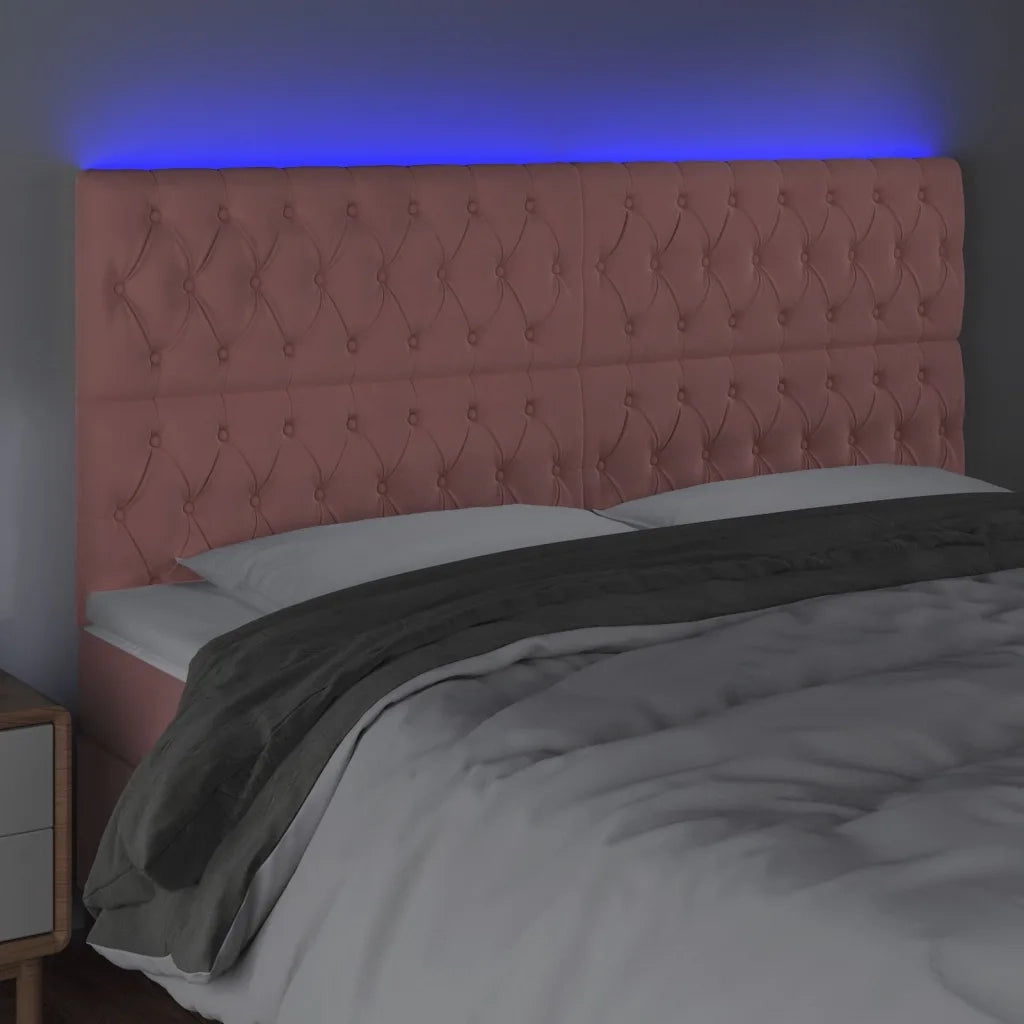 Testiera | Testata a LED Rosa 180x7x118/128 cm in Velluto