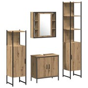 Set di mobili per il Bagno | Armadio da bagno 4 pz Marrone Legno multistrato