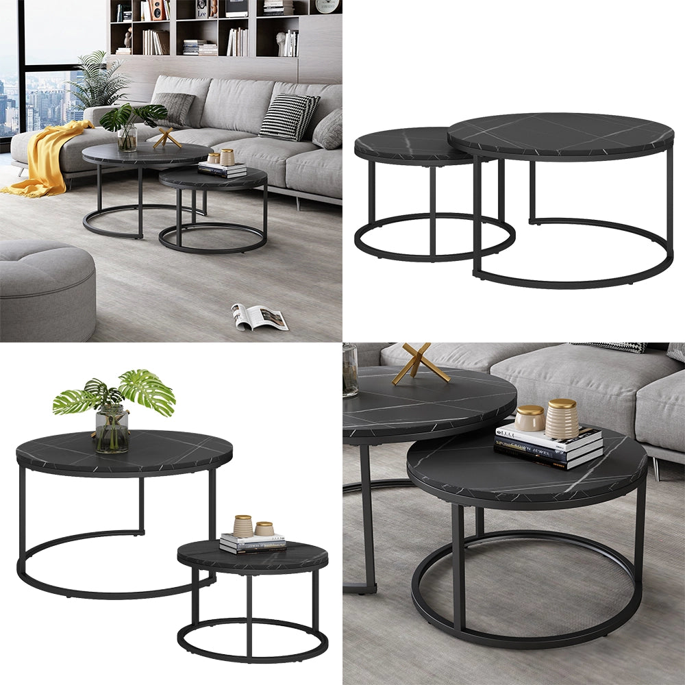 Vicco Set di tavolini Nero 77 x 40 cm 2 parti