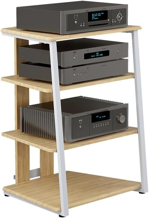Ripiano portaoggetti Tonar, Sonoma/Bianco, 61 x 78 cm 4 ripiani aperti, adatto per la conservazione di dispositivi Hi-Fi e apparecchi multimediali