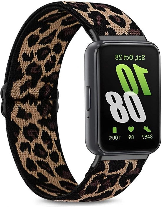 Cinturino elastico in nylon per Samsung Galaxy Fit 3 - Nero/Caffè - Cinturino di ricambio per SM-R390 - Unisex