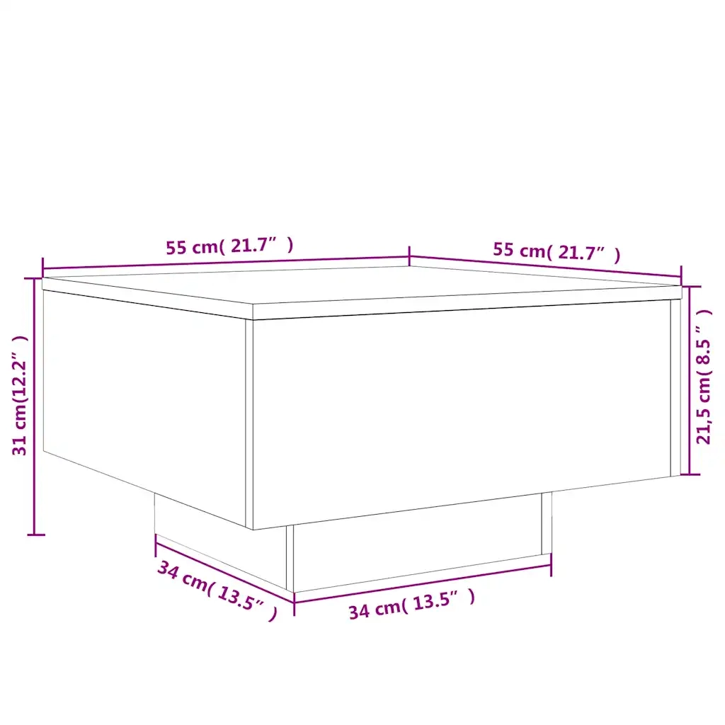 Tavolino da Salotto Rovere Sonoma 55x55x31 cm Legno Multistrato 836569