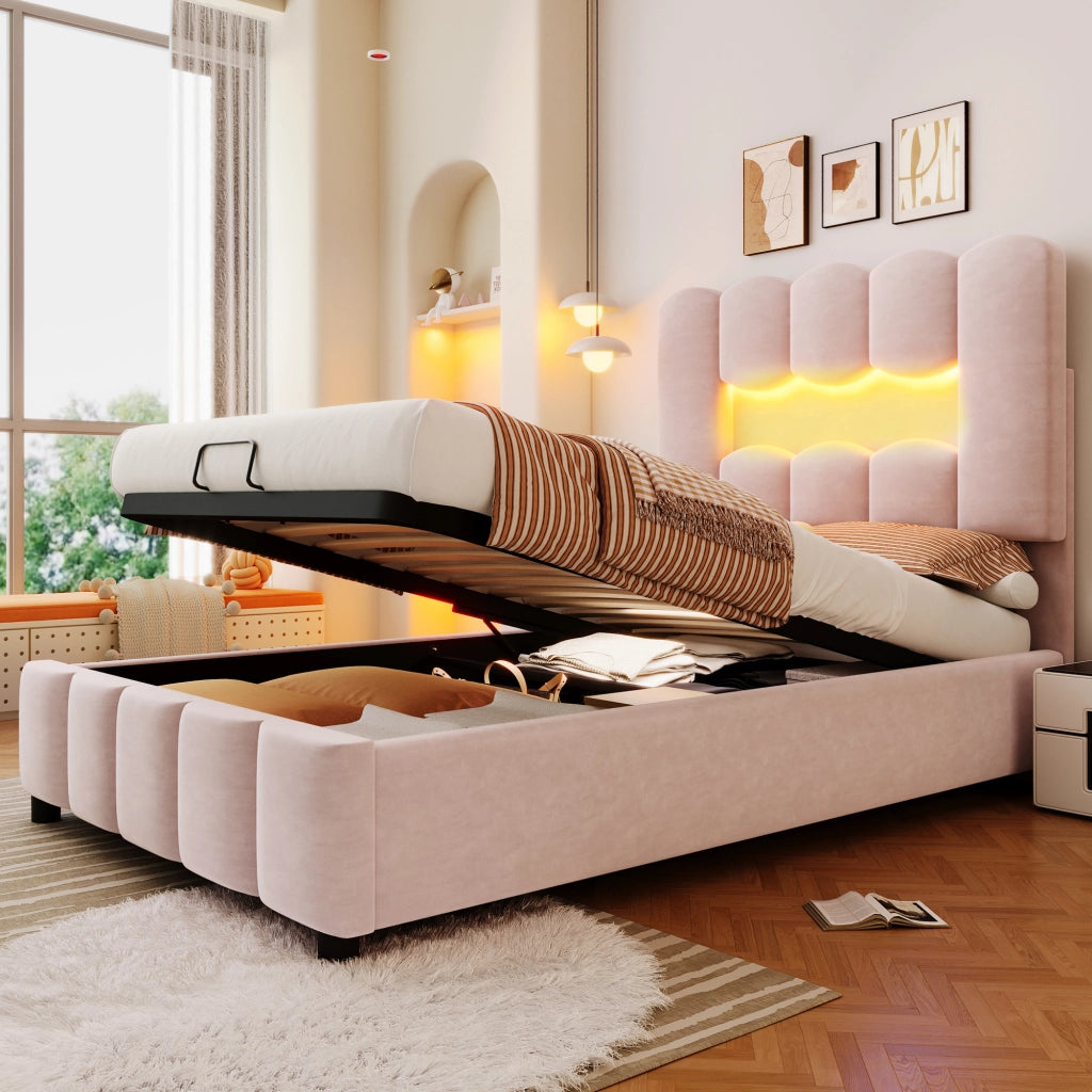 letto imbottito velluto rosa 90 x 200 cm