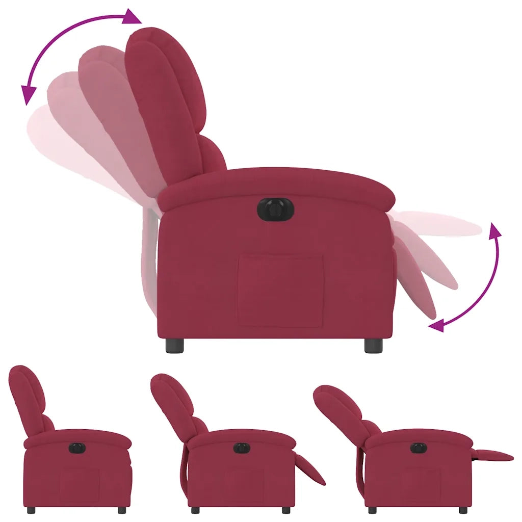 Poltrona | Sedia Relax Elettrica Reclinabile Rosso Vino in Tessuto