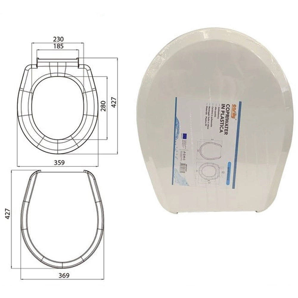 Trade Shop - Copriwater Coprivaso Sedile Wc Tavoletta Bagno In Plastica Orhidea Bianco 87637 -