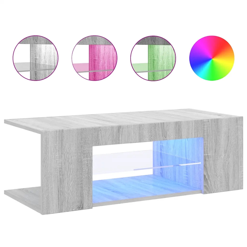 Mobile Porta TV con Luci LED Grigio Sonoma 90x39x30 cm
