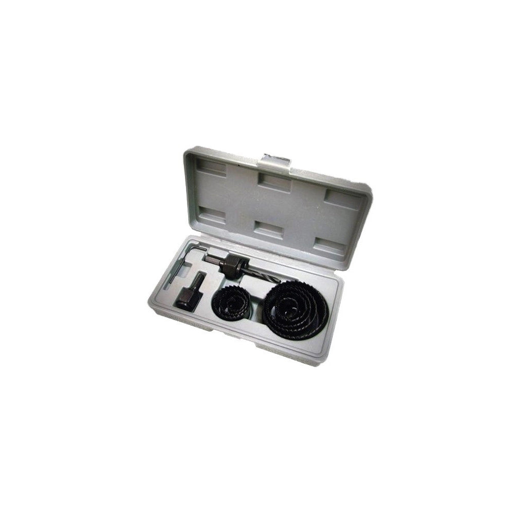 Trade Shop - Set Frese Legno A Tazza Kit Seghe Fora Legno Plastica 11 Pz Attacco Per Trapano -