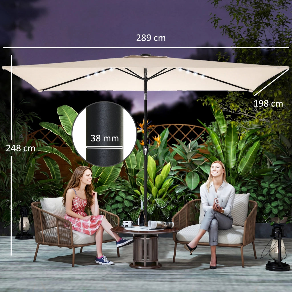 Ombrellone da Giardino con Luci LED Solari ¨C zephmum ¨C Crema 2.9x2.5 m
