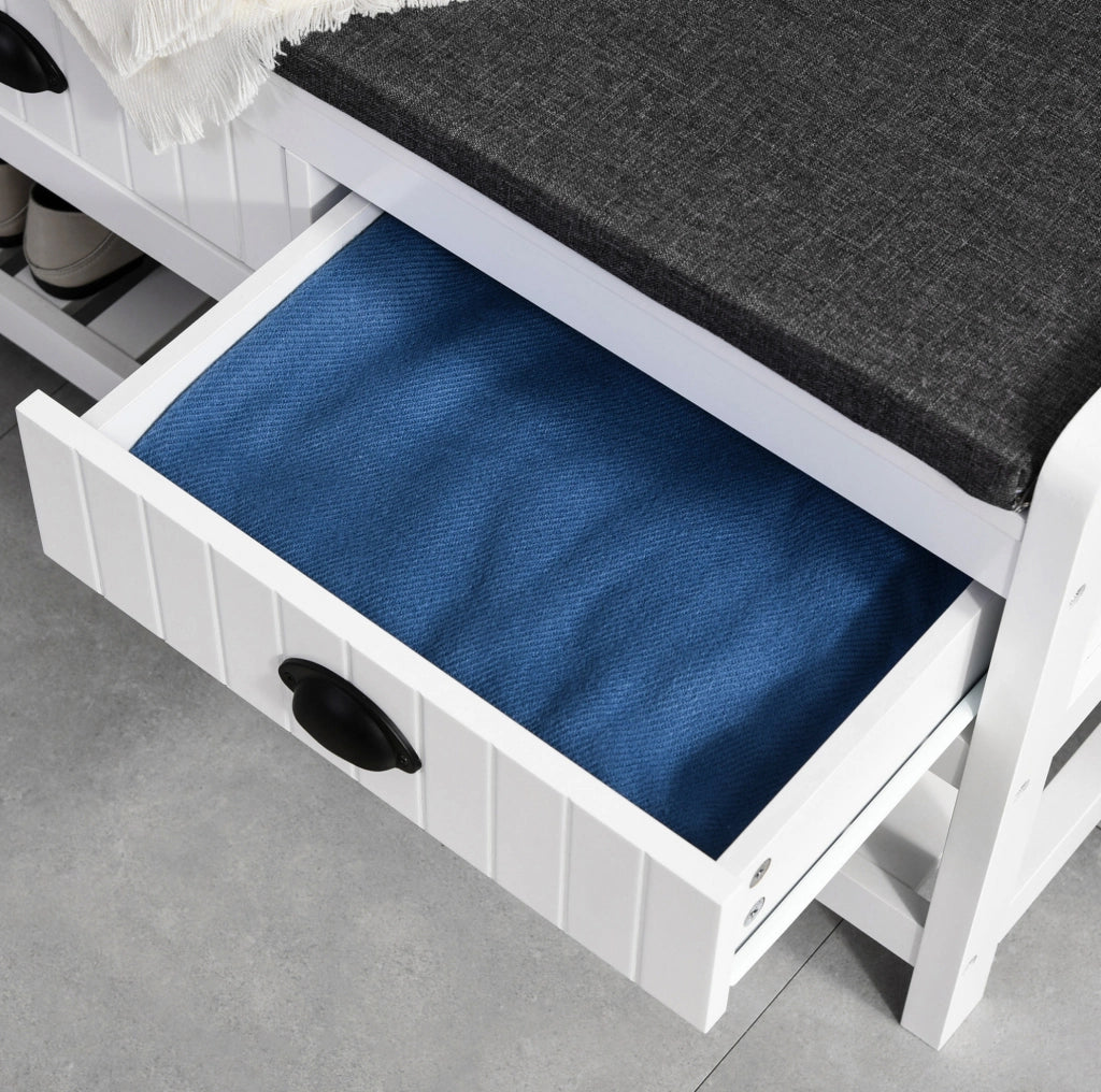 Appendiabiti ingresso 89x42x172 cm bianco con panca, contenitori e antiribaltamento