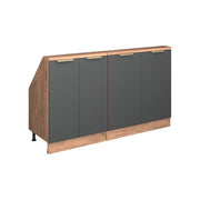 Set di mobili sottotetto Rion Antracite-oro/Rovere dorato 140 cm Set di 2 Vicco