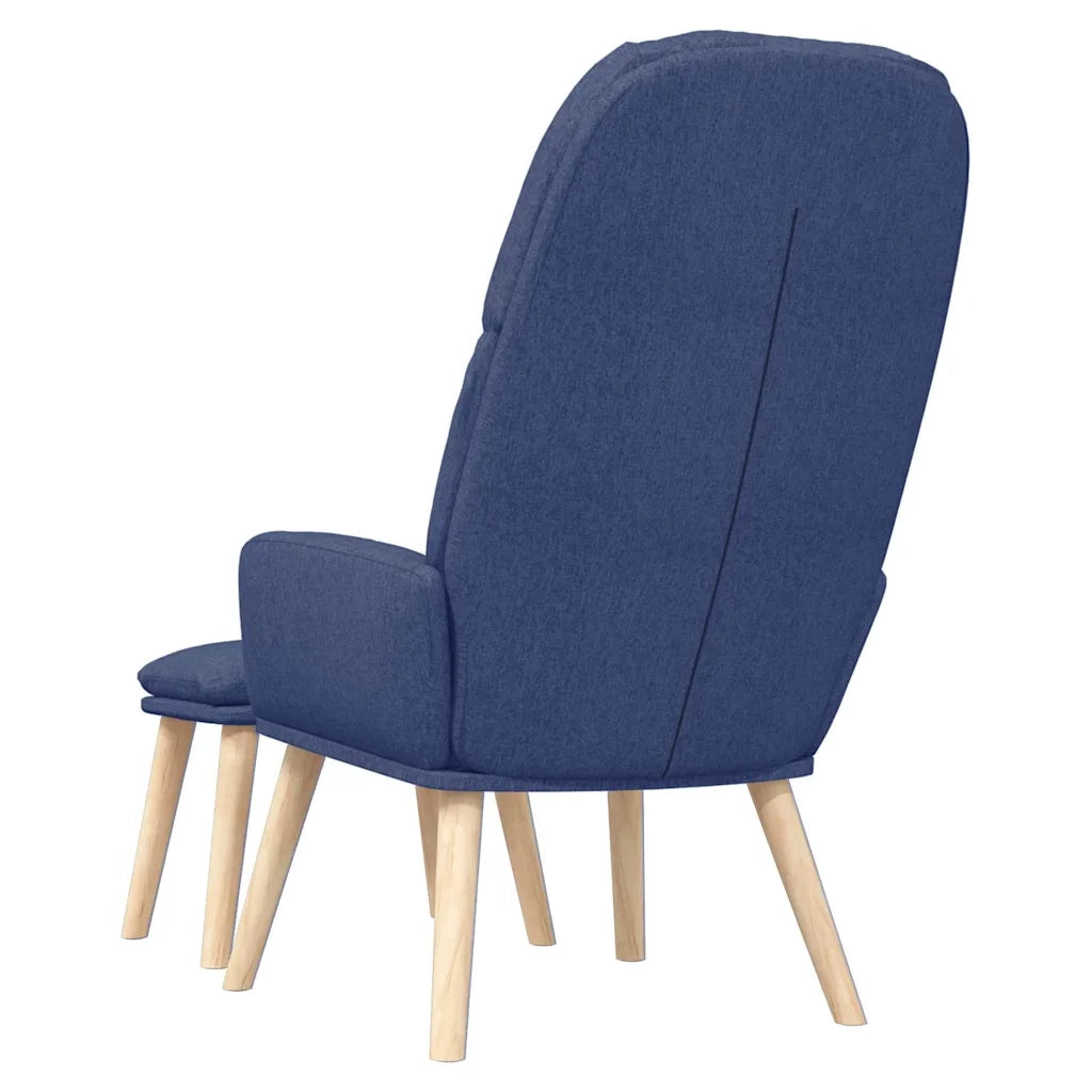 Divano Sedia-Poltrona Relax con Poggiapiedi Blu in Tessuto 456002
