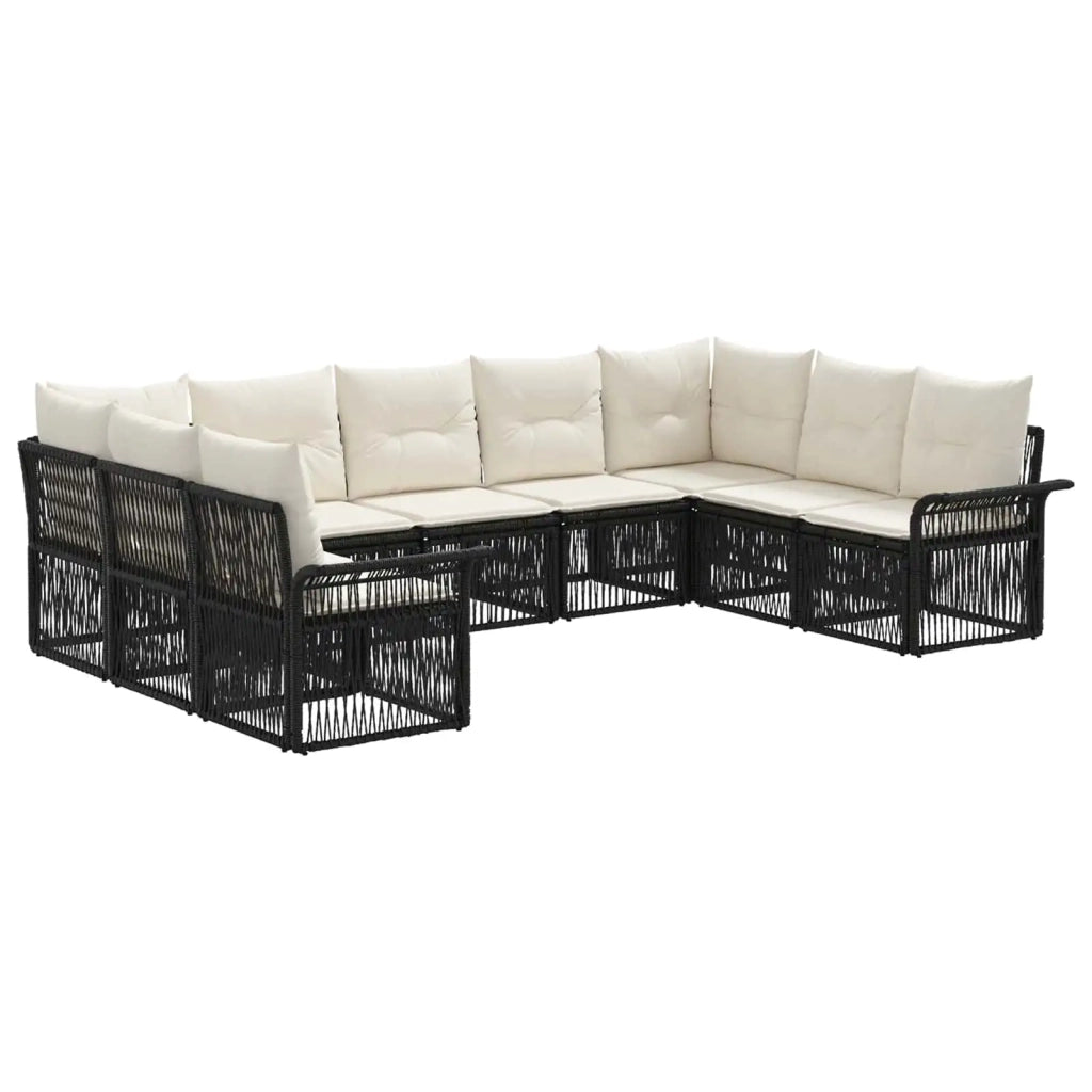 Set Divano da Giardino 9 pcs Nero polyrattan 3434932