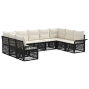 Set Divano da Giardino 9 pcs Nero polyrattan 3434932