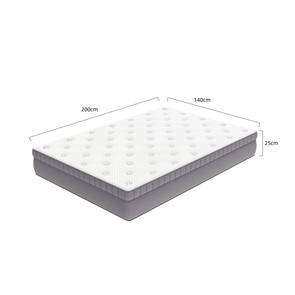Materasso 140x200 cm H25 a 7 zone con schiuma e molle, bianco antico