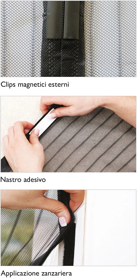 ZANZARIERA CON CHIUSURA MAGNETICA 100x220CM NERA