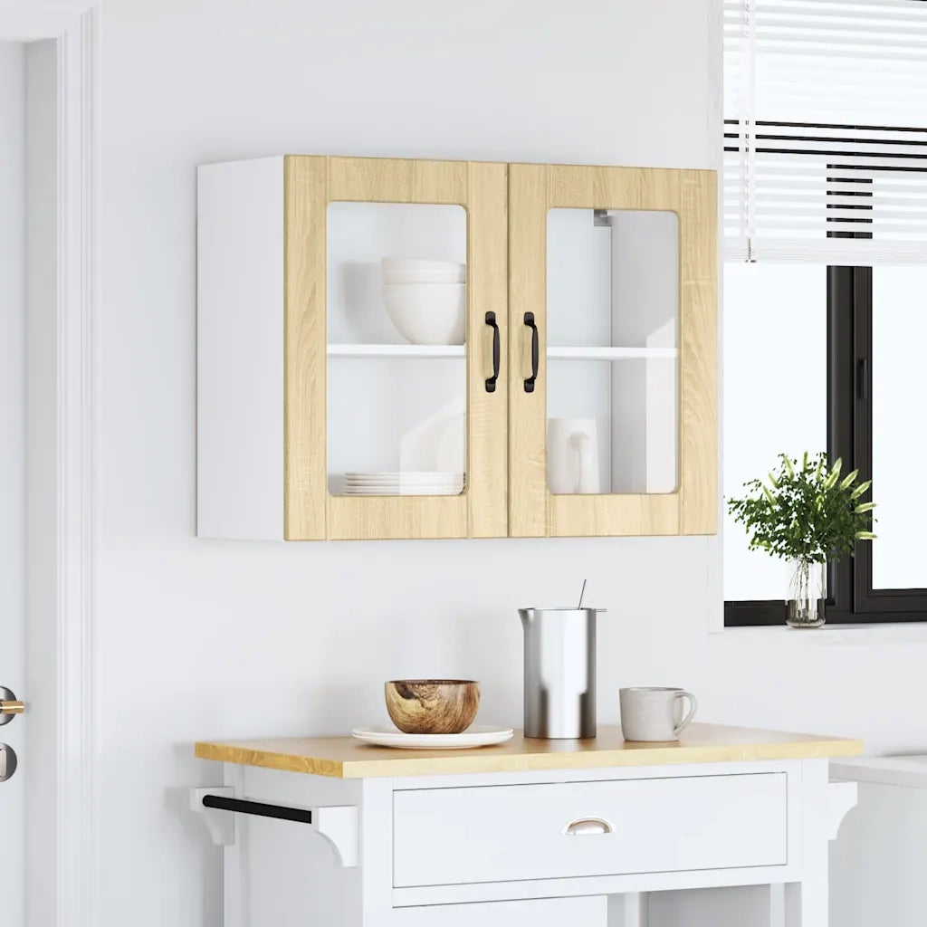 Pensile da Cucina con Porta in Vetro Lucca Rovere Sonoma