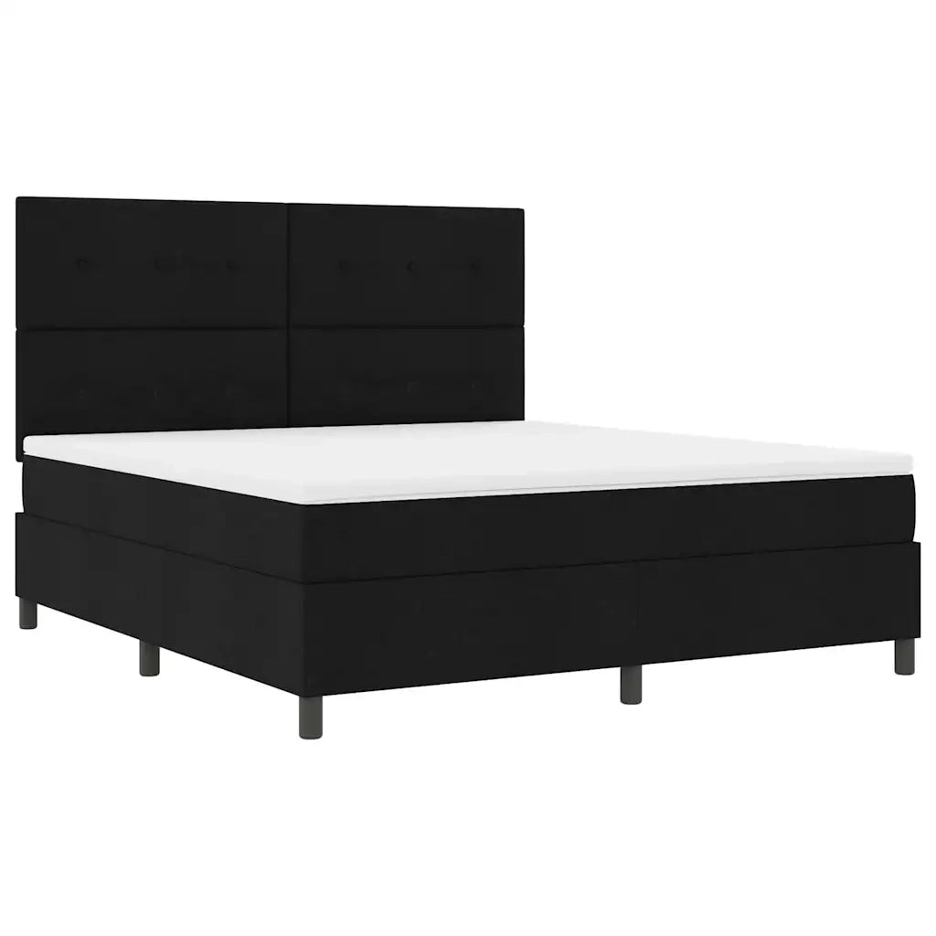 Letto a molle con materasso con led Nero 180 x 200 cm Tessuto