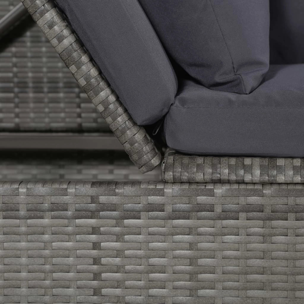 Letto da giardino grigio 200 x 60 cm resina intrecciata 02_0012002