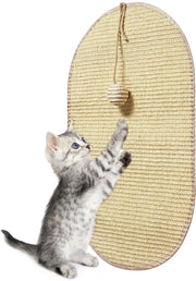 Matto di sisal naturale per gatti, 60 x 36 cm, con palla per gatti, mobili per gatti duraturi per la protezione di divani, porte, tappeti e pareti