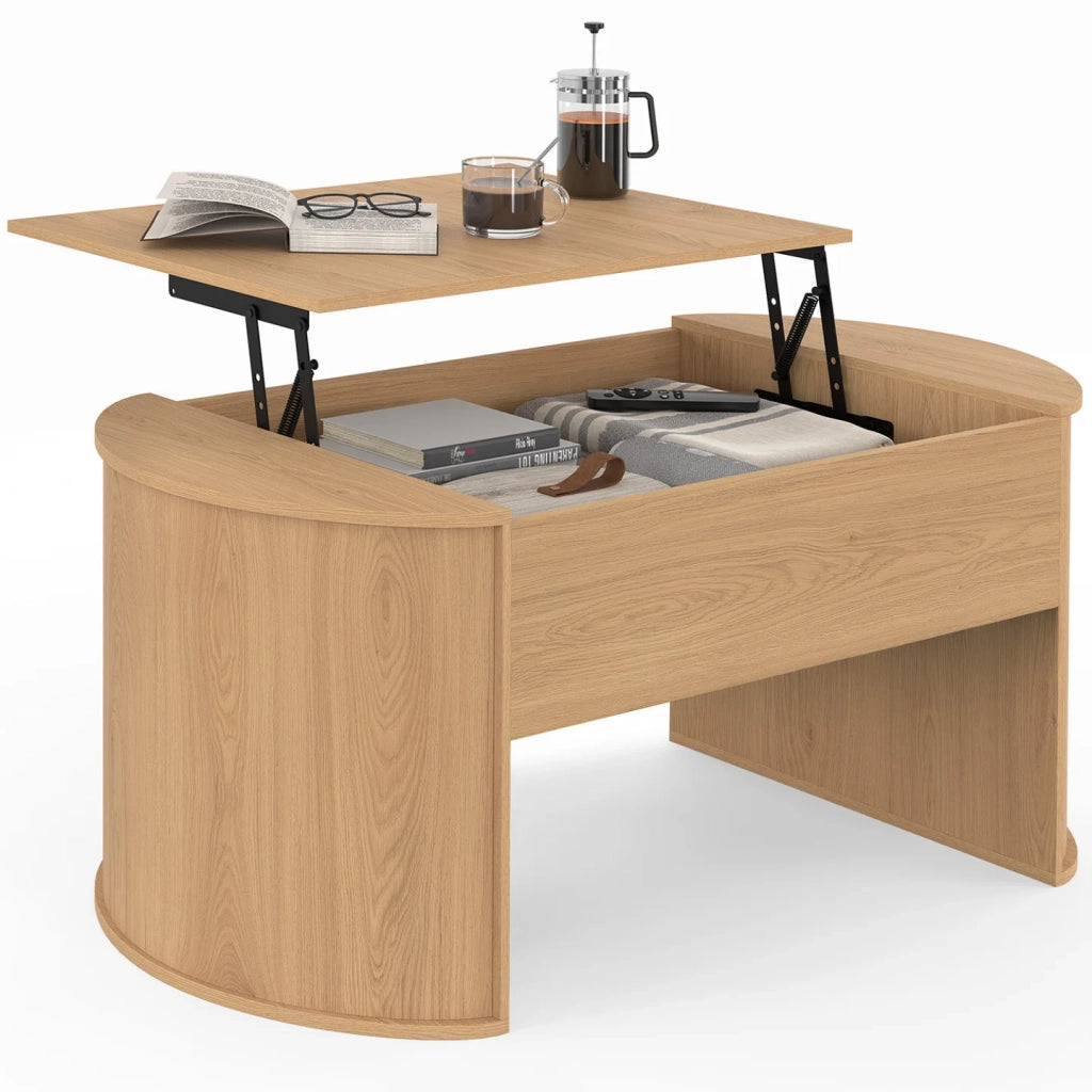 IDMarket - Tavolino ovale sollevabile DIVIA 100 cm in legno di faggio, design arrotondato