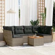 Set Divani da Giardino 7 pz con Cuscini Grigio in Polyrattan 3223561
