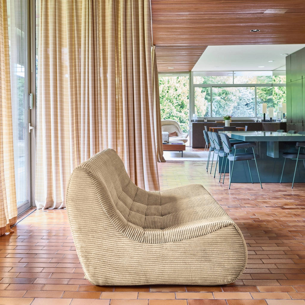 Poltrona in velluto a coste, 3 posti, beige scuro