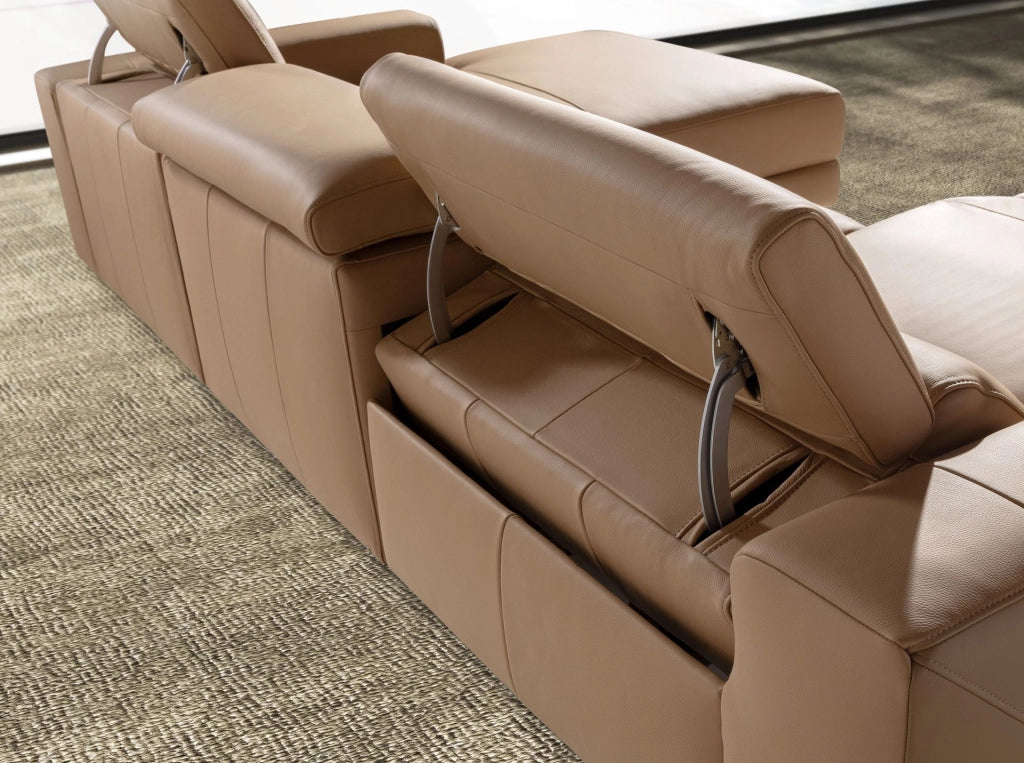 Divano chaise longue relax destra in pelle marrone