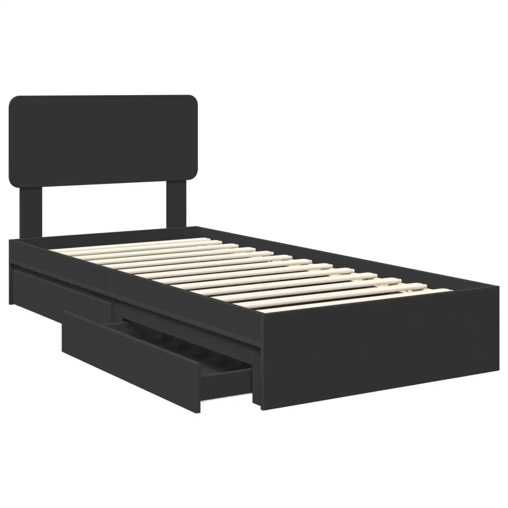 Letto con Contenitore Nero 75 x 190 cm Legno multistrato