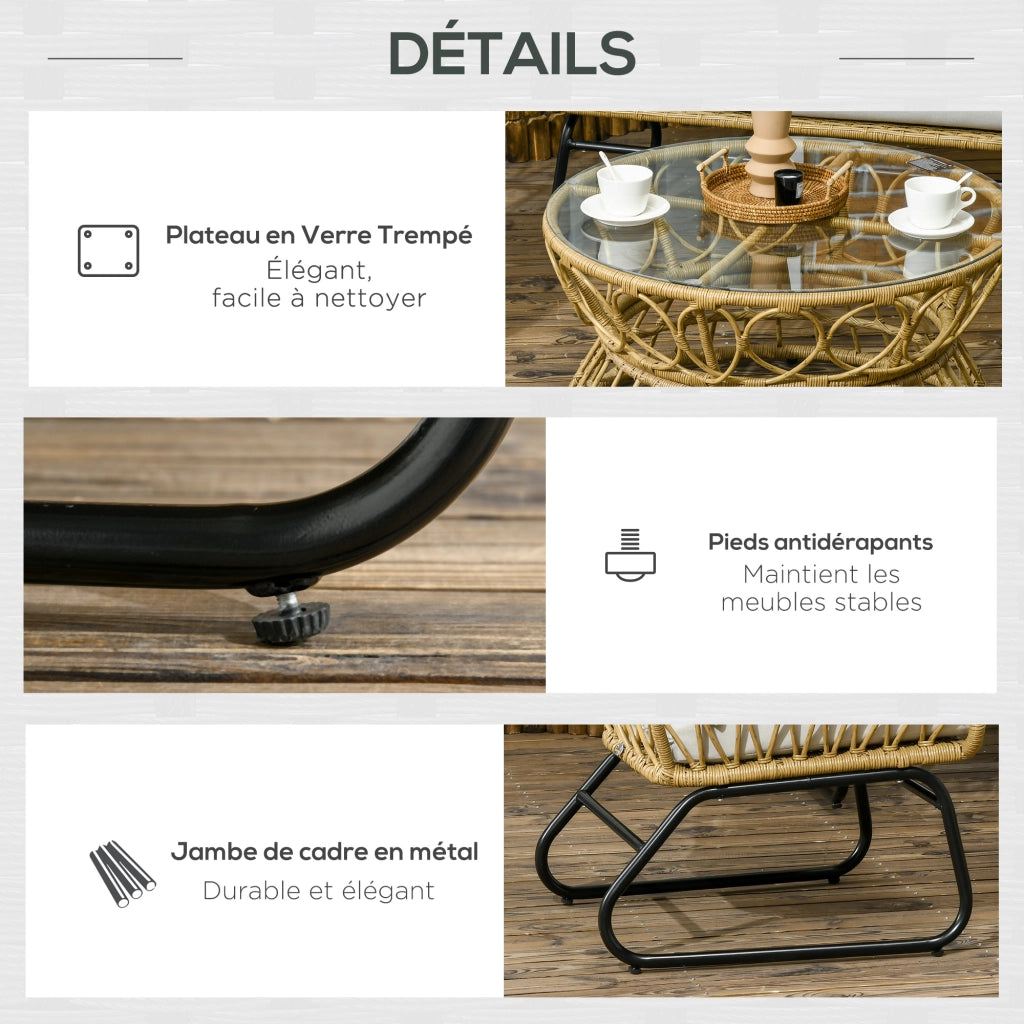 Set giardino 4 pezzi in polyrattan ¨C zephmum ¨C sabbia e crema