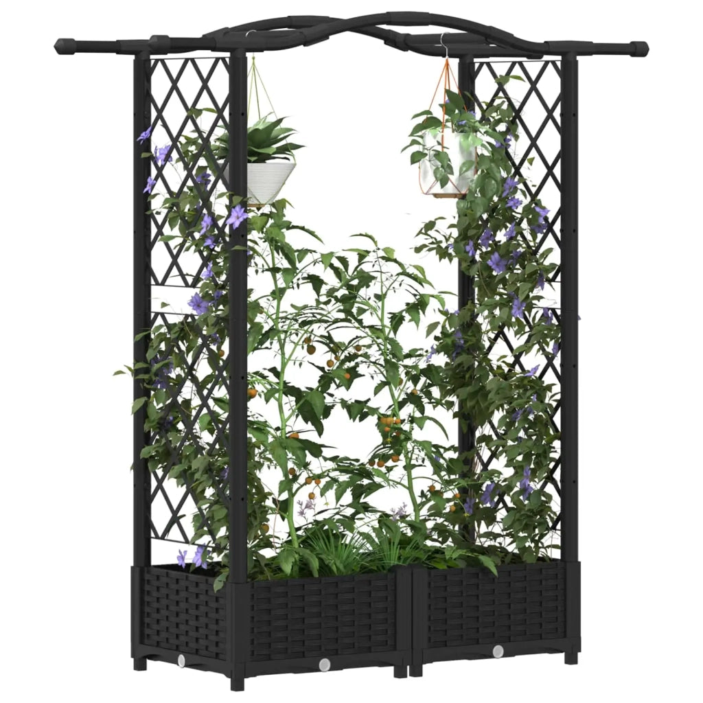 Letto Rialzato con Griglia e Tetto Nero 124 x 40 x 125 cm PP 42032527