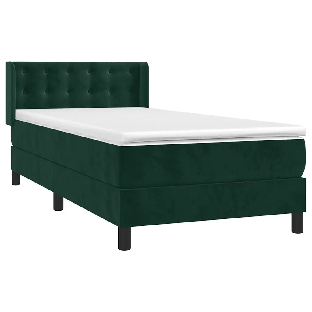 Giroletto a Molle con Materasso Verde Scuro 90x190 cm Vellutocod mxl 122491