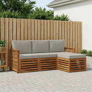Set di divani da esterno 4 pcs Naturale e Grigio Chiaro