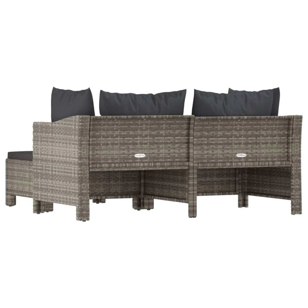 Set di mobili da giardino per esterni 3 pezzi con cuscini resina intrecciata grigia 02_0015974